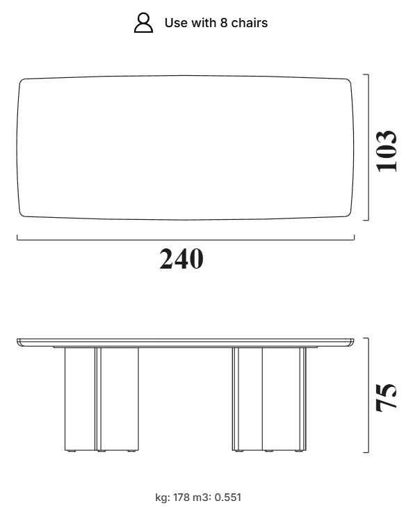 Трапезна маса «Enna» с естествен фурнир и травертин
