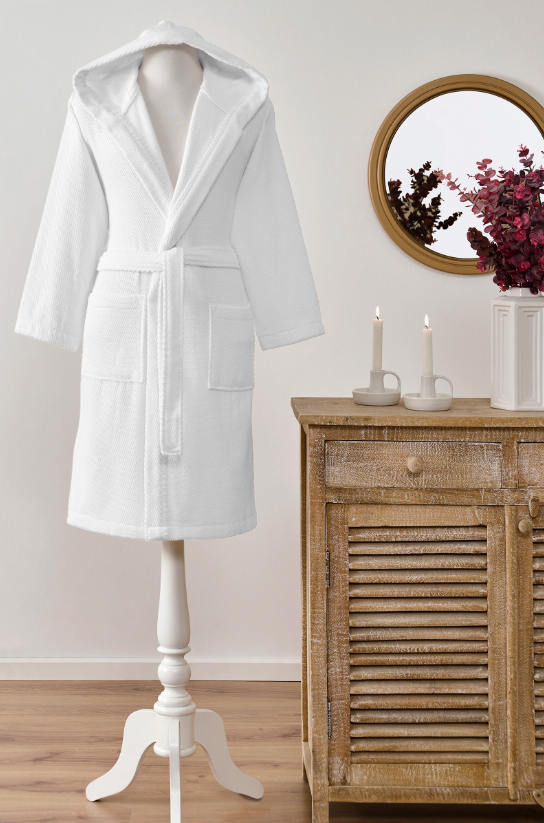 Халат за баня «Fashion Line Beyaz» с качулка, размер L