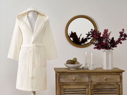 Халат с качулка Fashion Line Krem