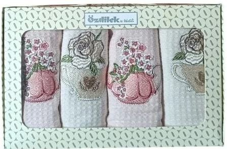 Комплект хавлии «Flowers 2» - 4 части, памук, размер 40х60см