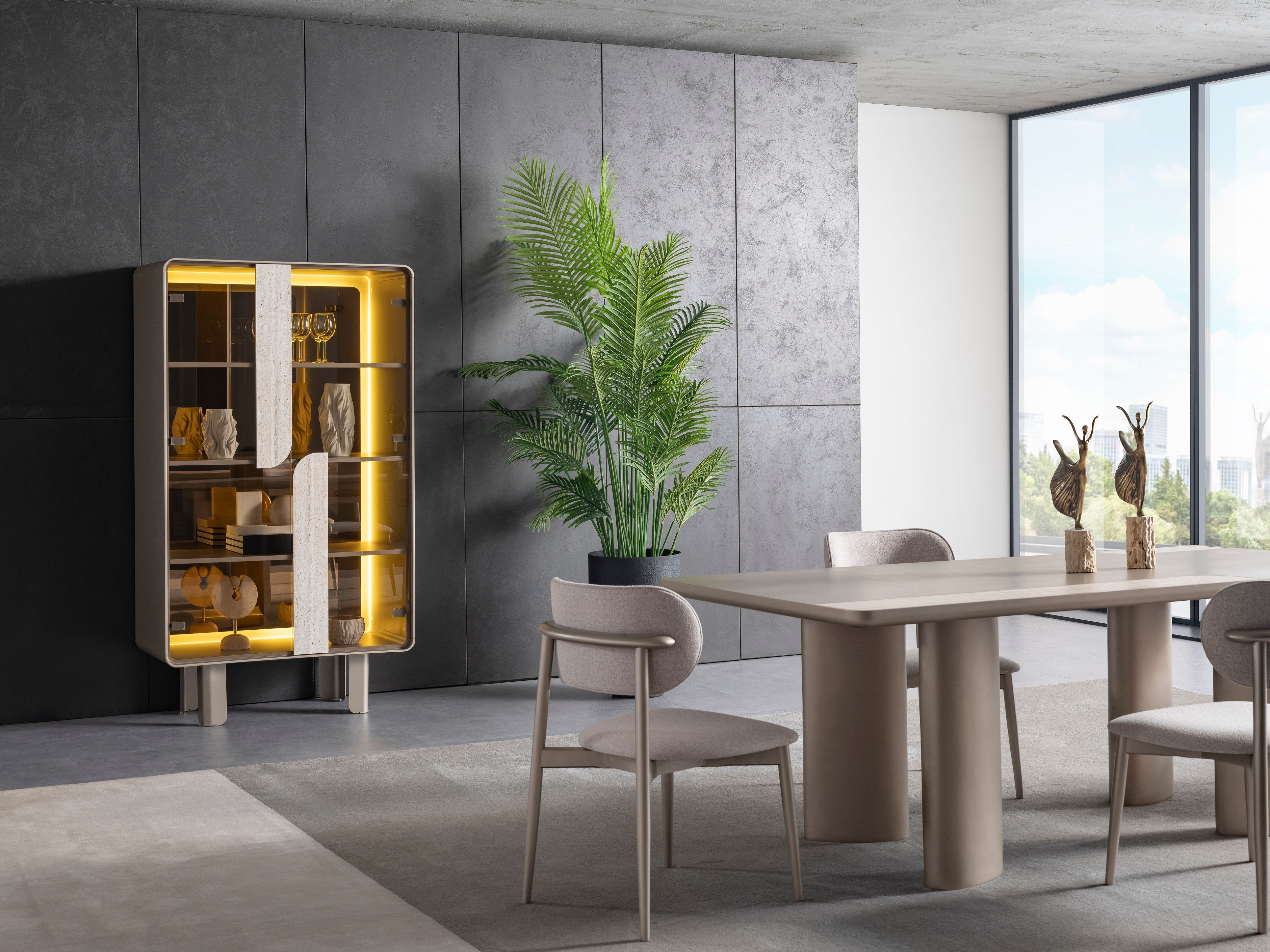 Витрина «Aqua G» + LED осветление, с травертин, размер 100х180х50см