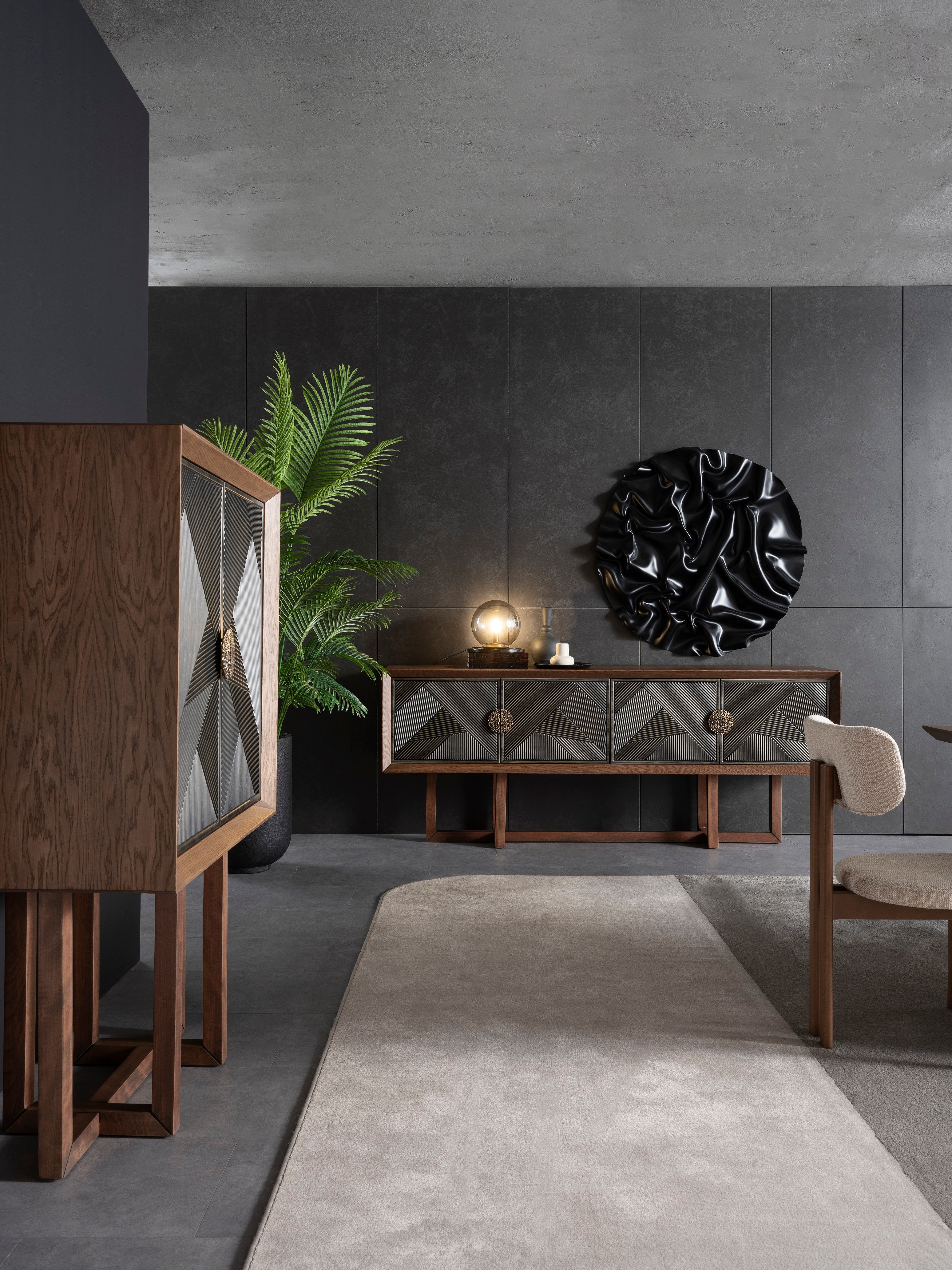 Бюфет «Cross» с естествен фурнир, два цвята, размер 102х150х48см