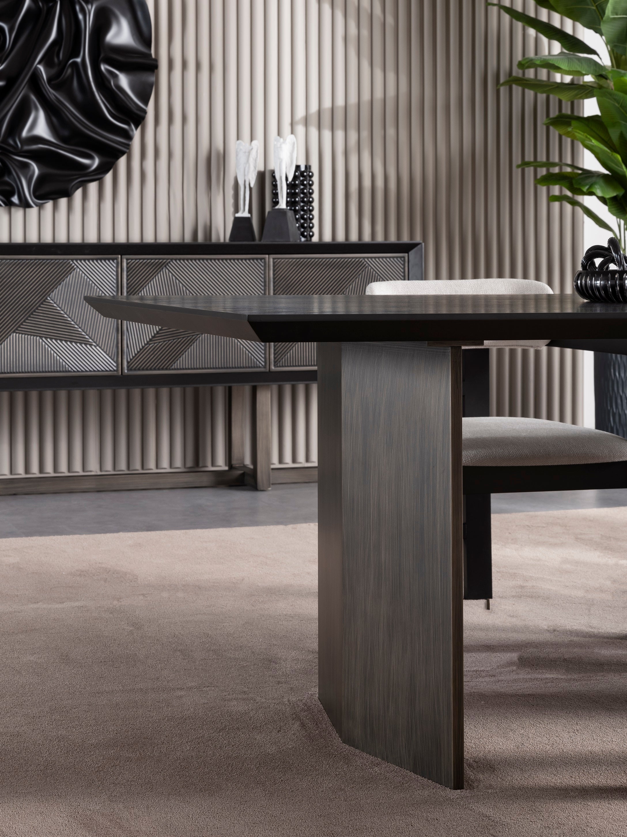 Трапезна маса «Cross» + керамичен плот и естествен фурнир