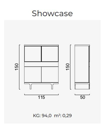 Бюфет «Hector» с естествен фурнир и травертин, размер 115х150х50см