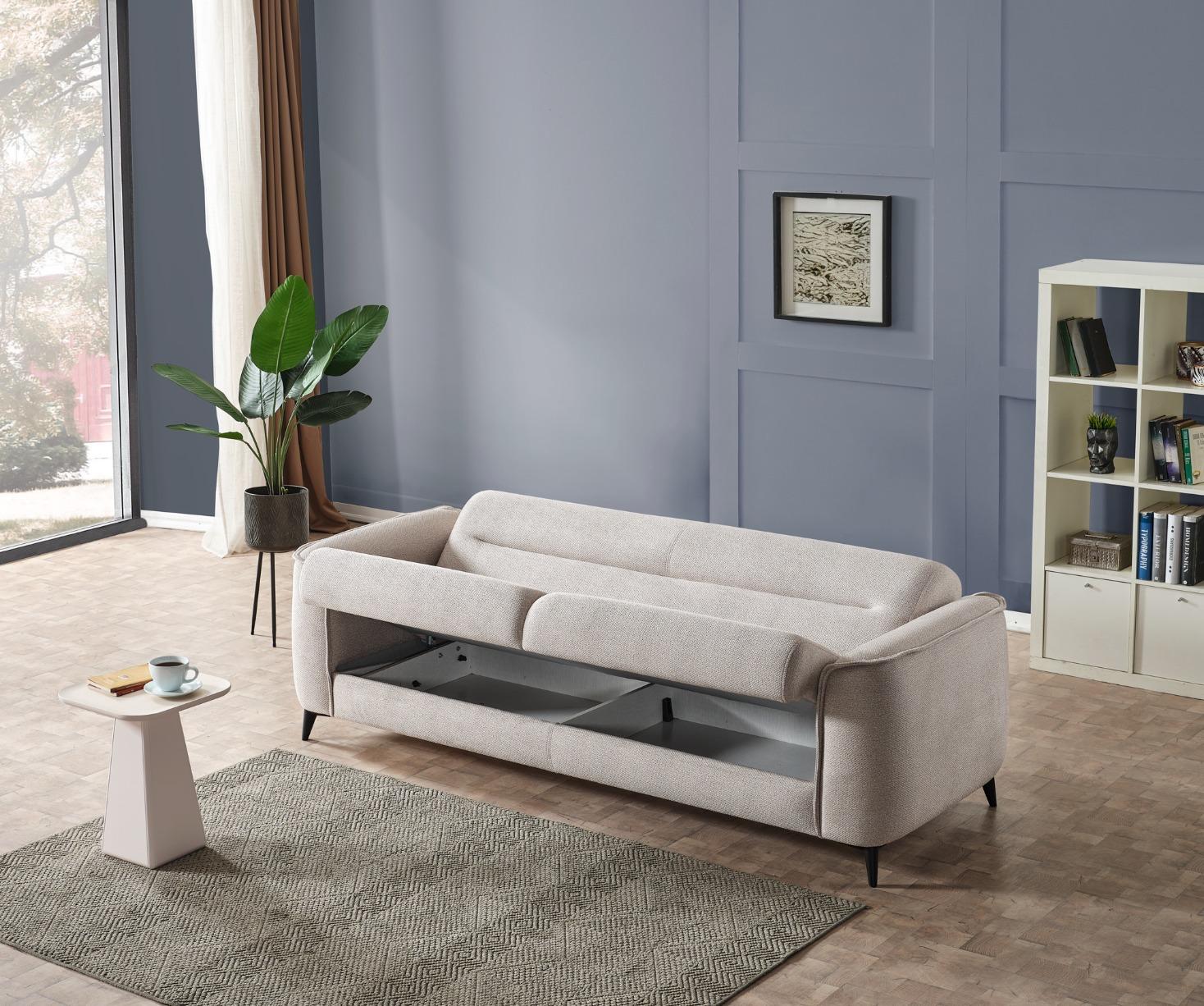 Триместен разтегателен диван «Leon» + 2 декоративни възглавници, с място за съхранение, ширина 237см