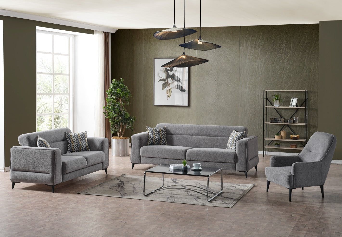 Триместен разтегателен диван «Ibiza» + 2 декоративни възглавници, с място за съхранение, ширина 237см