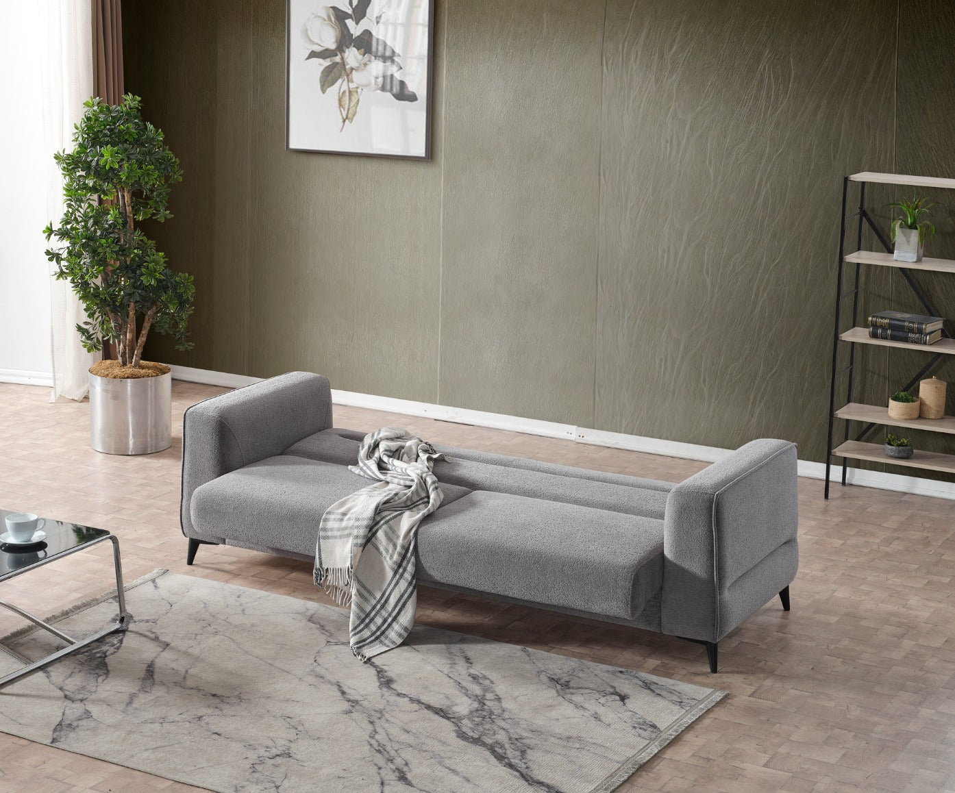 Триместен разтегателен диван «Ibiza» + 2 декоративни възглавници, с място за съхранение, ширина 237см