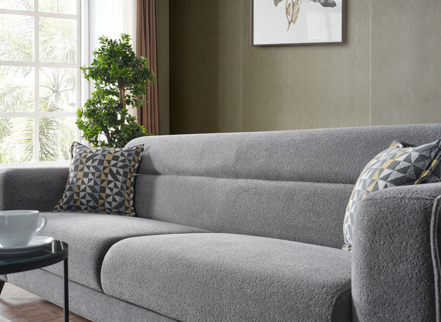 Триместен разтегателен диван «Ibiza» + 2 декоративни възглавници, с място за съхранение, ширина 237см