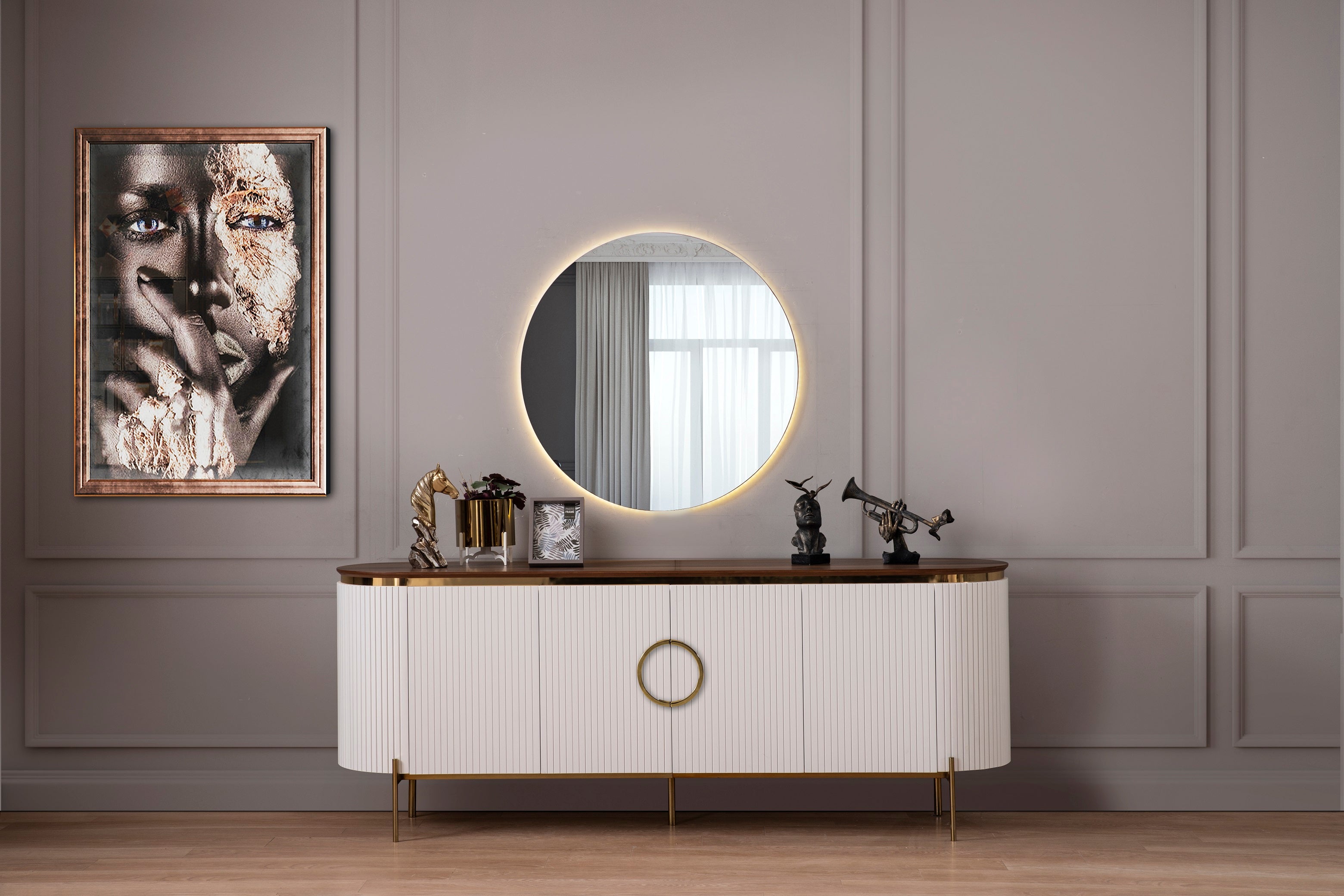 Бюфет «Tesla Ecru & Gold» с размер 208х78х52см