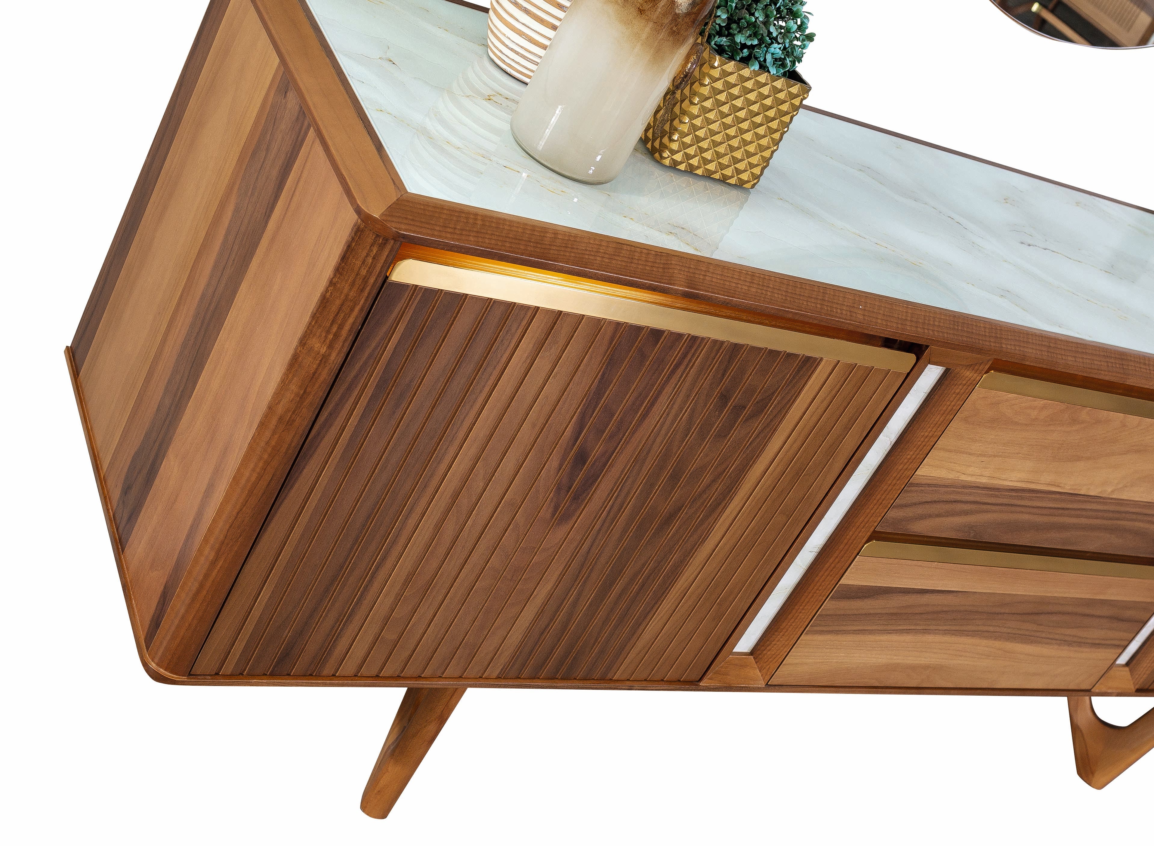 Бюфет «MK 60» + огледало, с естествен фурнир, размер 209х85х49см