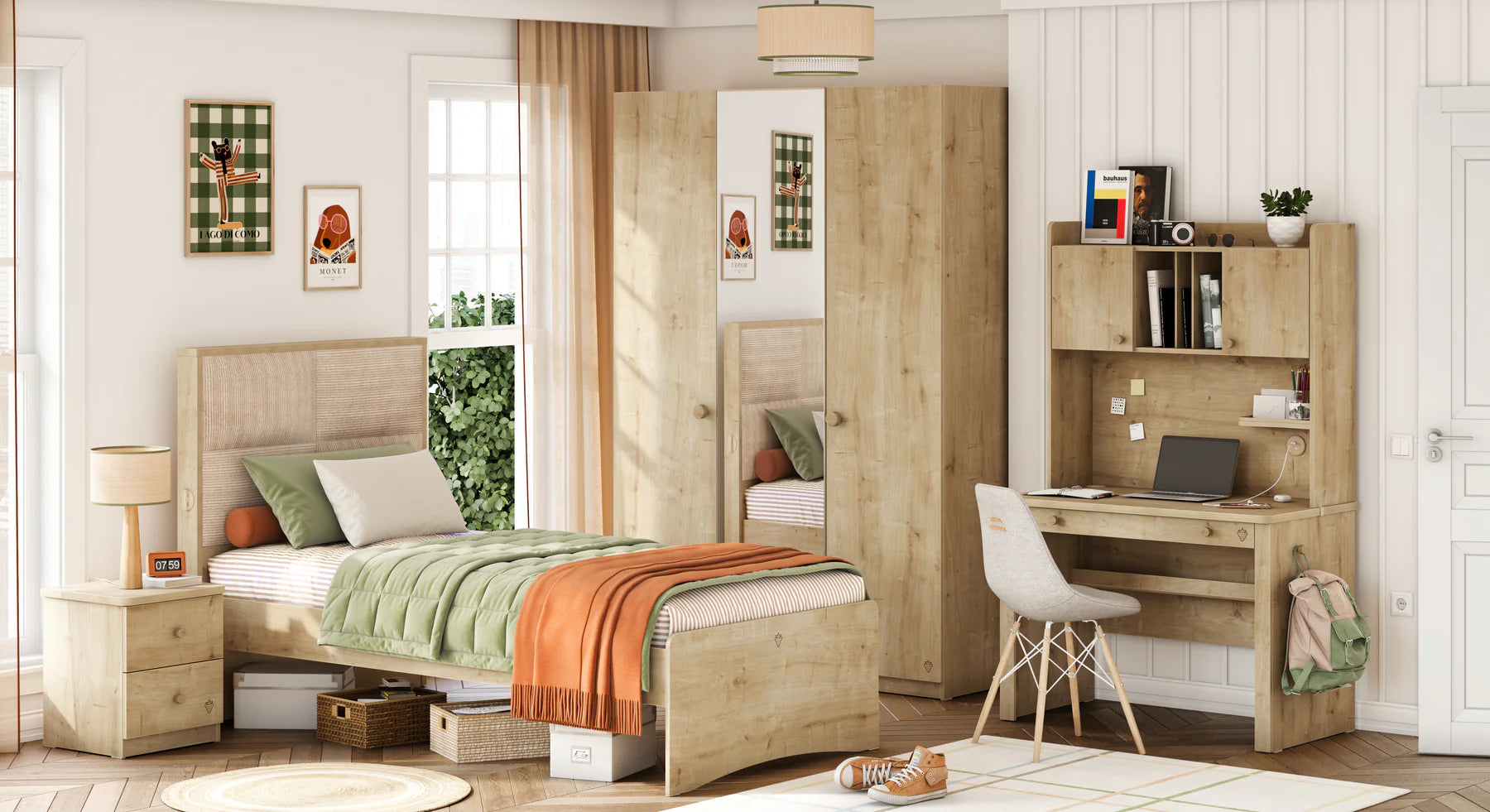 Надстройка за бюро «Mocha» + USB зарядна станция, размер 102x91x31см