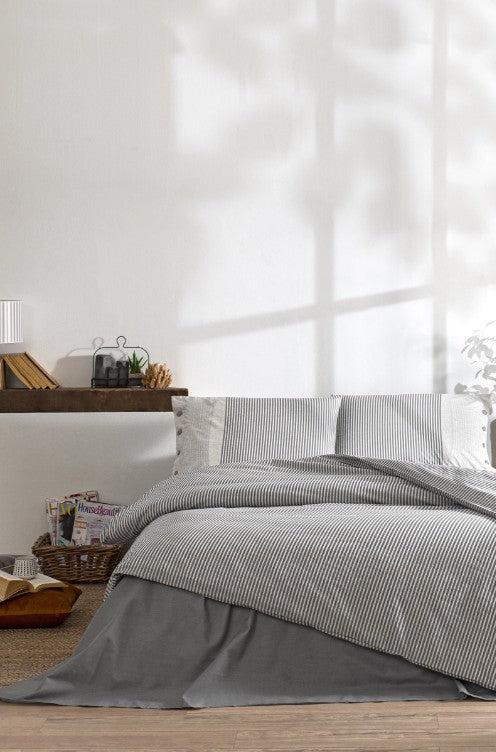 Двоен спален комплект «Natural Line Gri» King size, 4 части, ранфорс