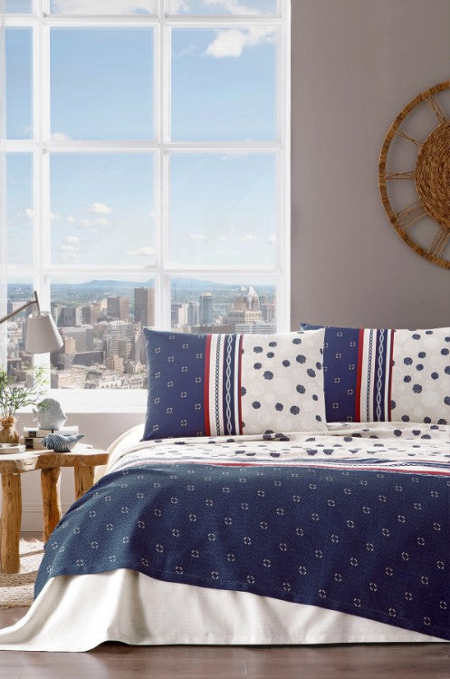 Двоен спален комплект «Black Sea Shell» с пике, 4 части, ранфорс