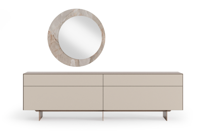 Бюфет «Pandora» + стъклени панели, с две чекмеджета, размер 260х77х45см