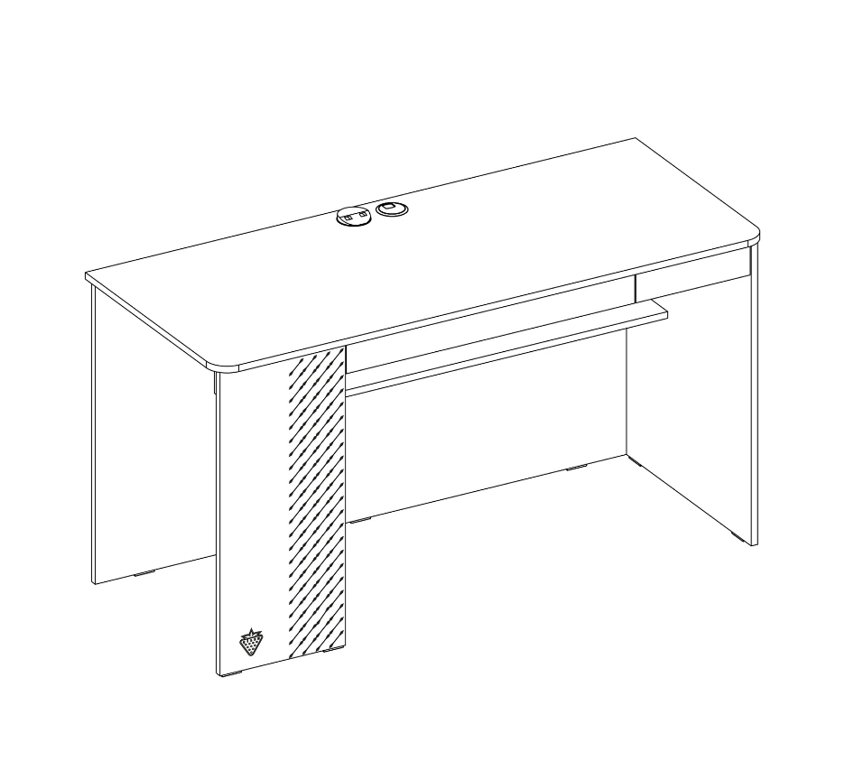 Бюро «Black» с USB зарядна станция, размер 138x75x58