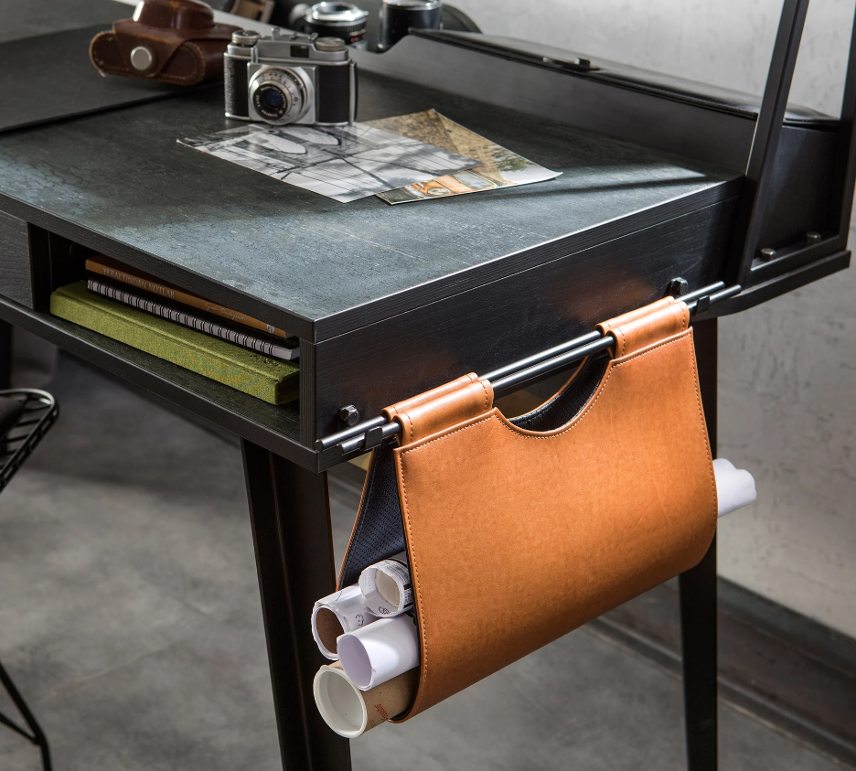 Надстройка за бюро «Dark Metal» + органайзери, размер 134х66х16см