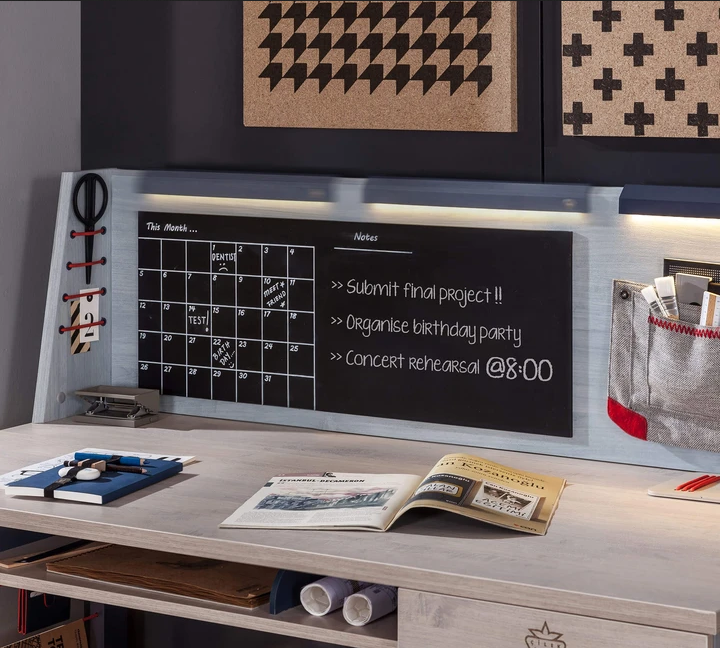 Надстройка за бюро «Trio» + USB зарядна станция, размер 138х40х21см