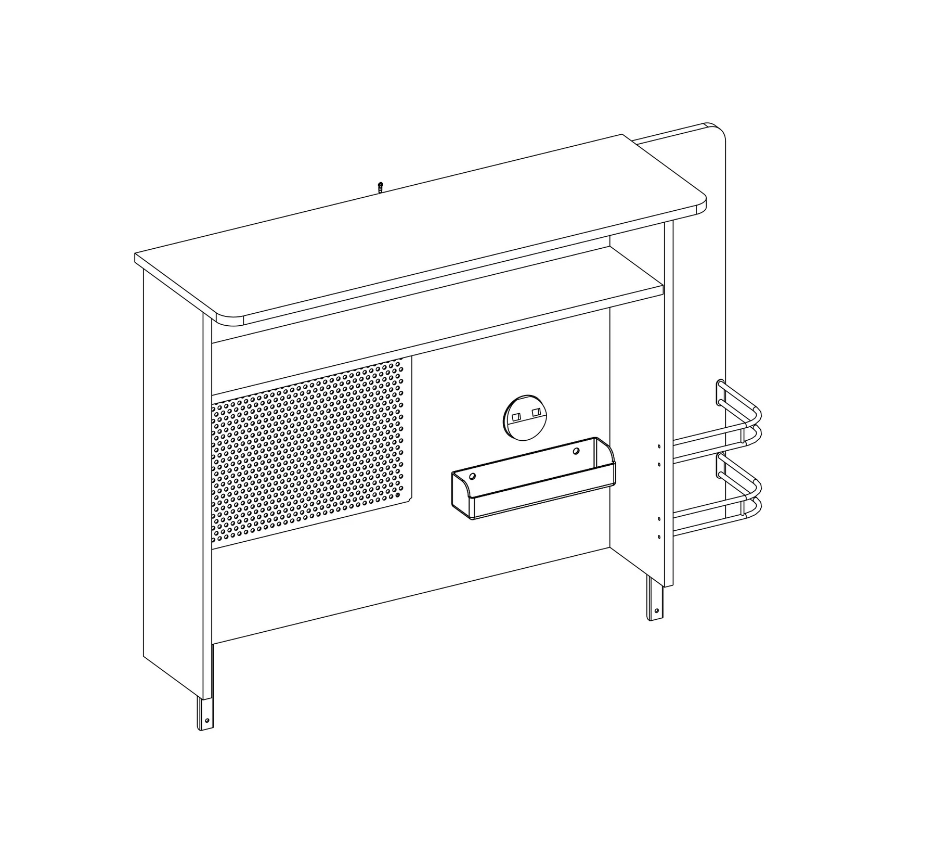 Надстройка за бюро «Black» + USB зарядна станция, размер 108х71х29см