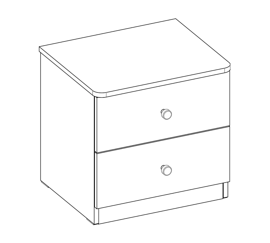 Нощно шкафче «Mocha» + две чекмеджета, размер 49х46х42см