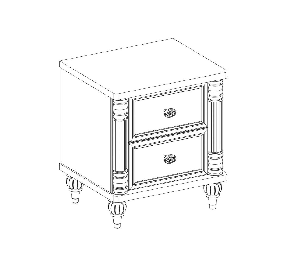 Нощно шкафче «Romantic» + две чекмеджета, размер 50х56х42см