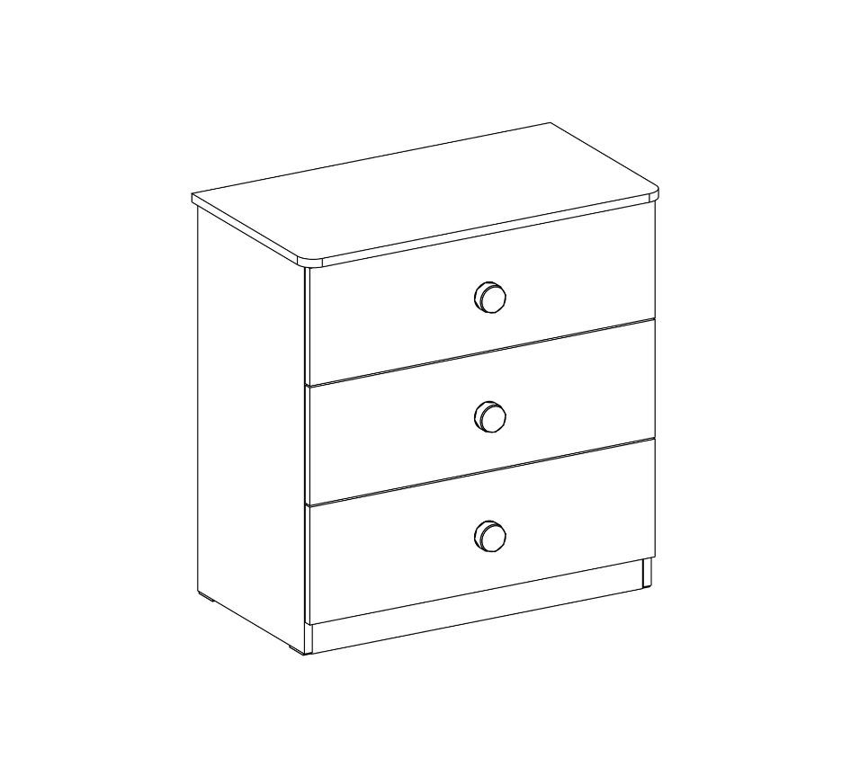 Скрин «Mocha» с три чекмеджета, размер 73х75х43см