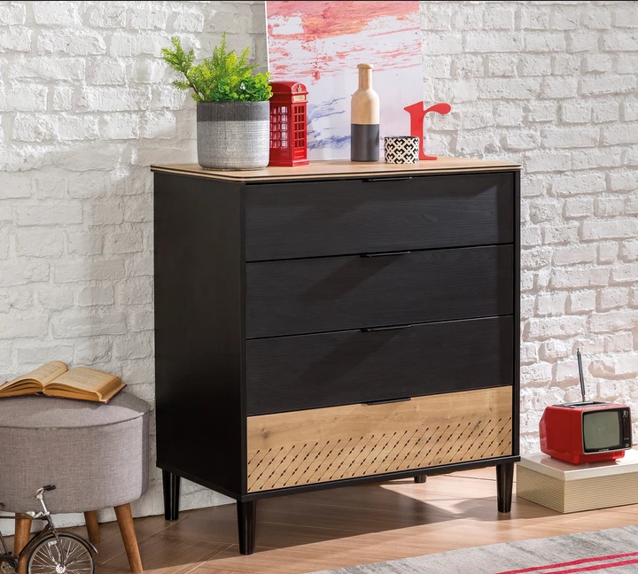 Скрин «Black» с четири чекмеджета, размер 86х94х46см
