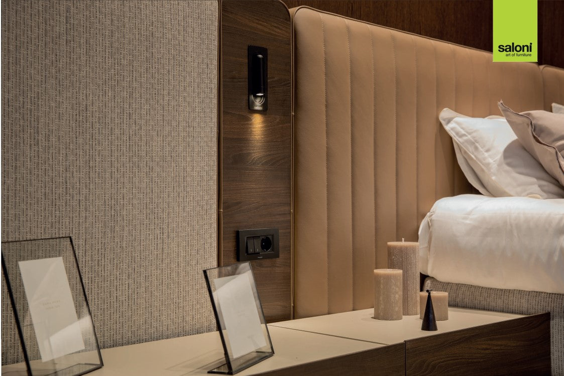 Модулна тапицирана табла за легло «Alfa» с осветление