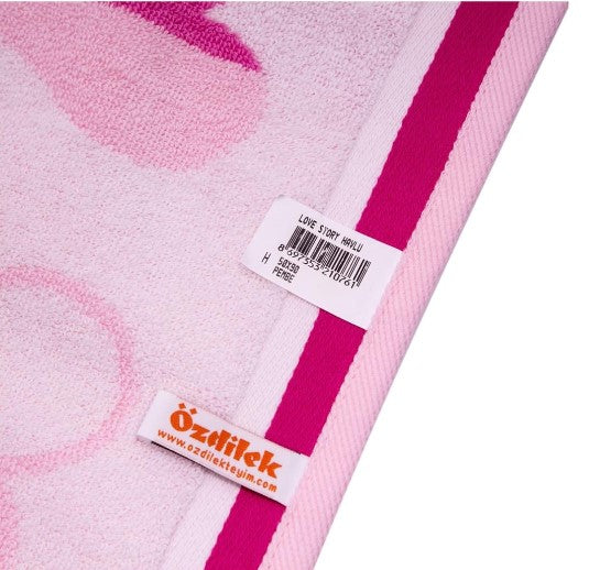 Плажна хавлия «Love Story Pembe» памук, кадифе, размер 70х140см