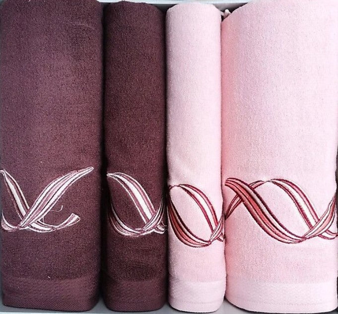 Комплект хавлии «Pink Wave/ Bordo - Pembe» - 4 части