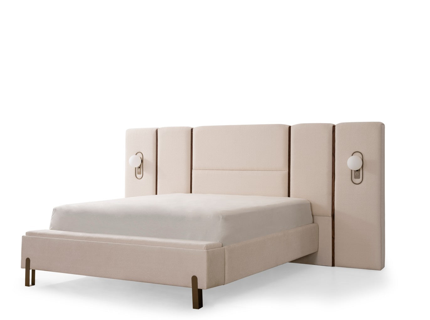 Тапицирано легло «Bagdat» + табла с осветление - с място за съхранение, повдигащ механизъм