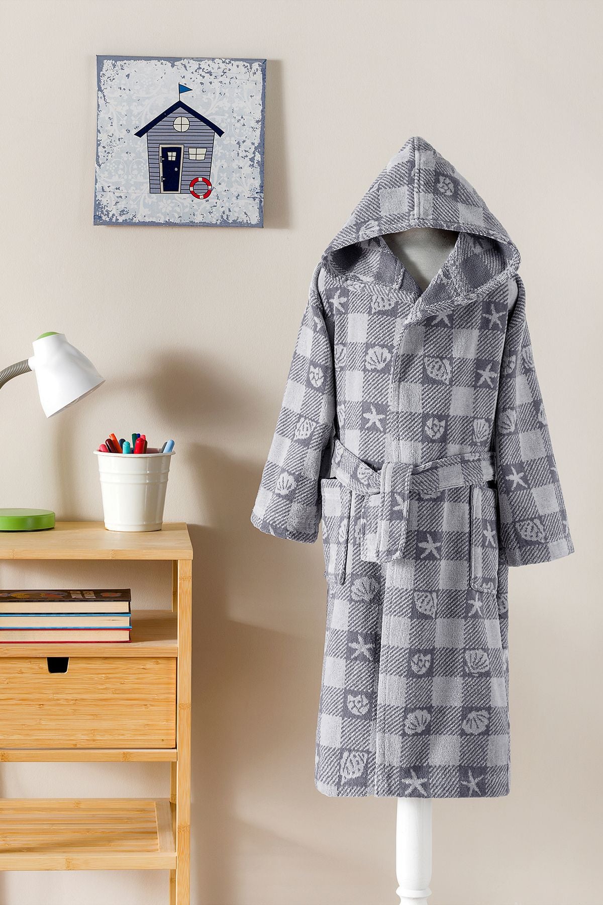 Детски халат «Shell Plaid Gri»