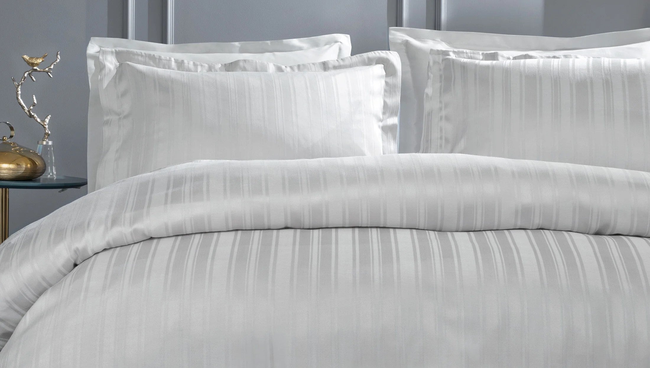 Двоен спален комплект «Shelly Grey» - King size, 4 части, памучен сатен, бамбук