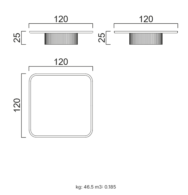 Холна маса «Solid Big» с естествен фурнир, размер 120х25х120см