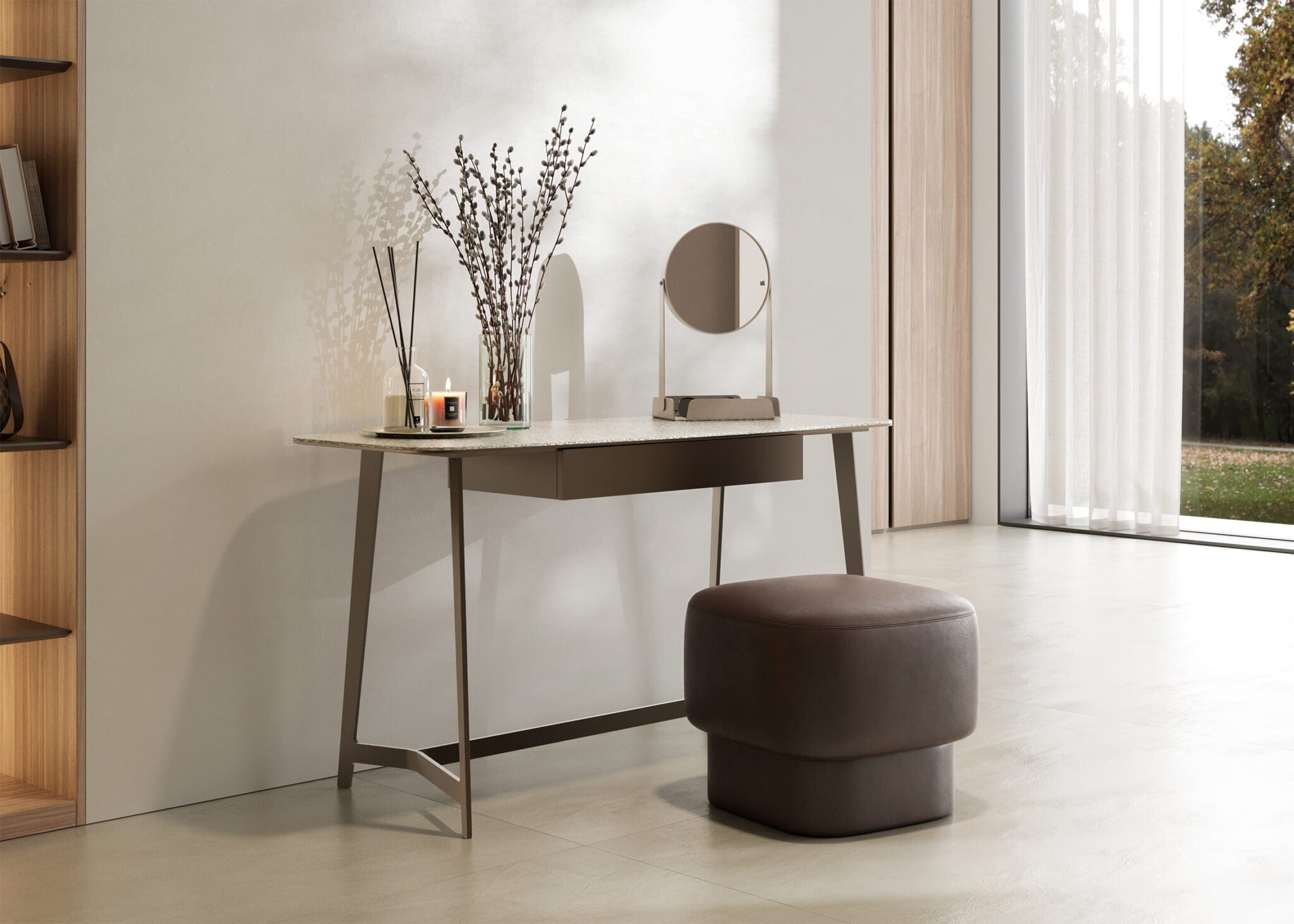 Тоалетка «Soli» + керамичен плот и чекмедже, размер 140х74х58см