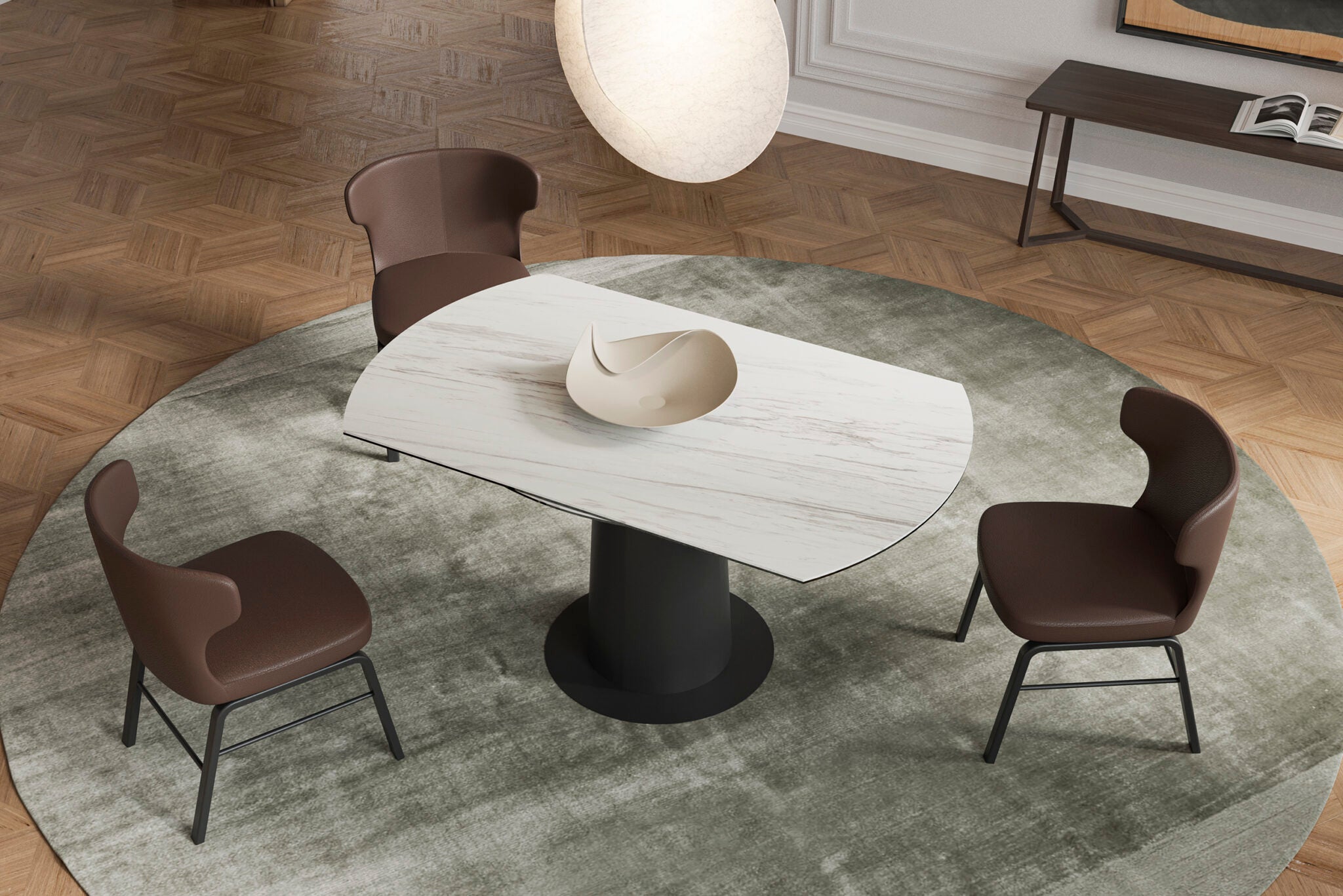 Трапезна разтегателна маса «Spin» + керамичен плот, размер 150х75х75см