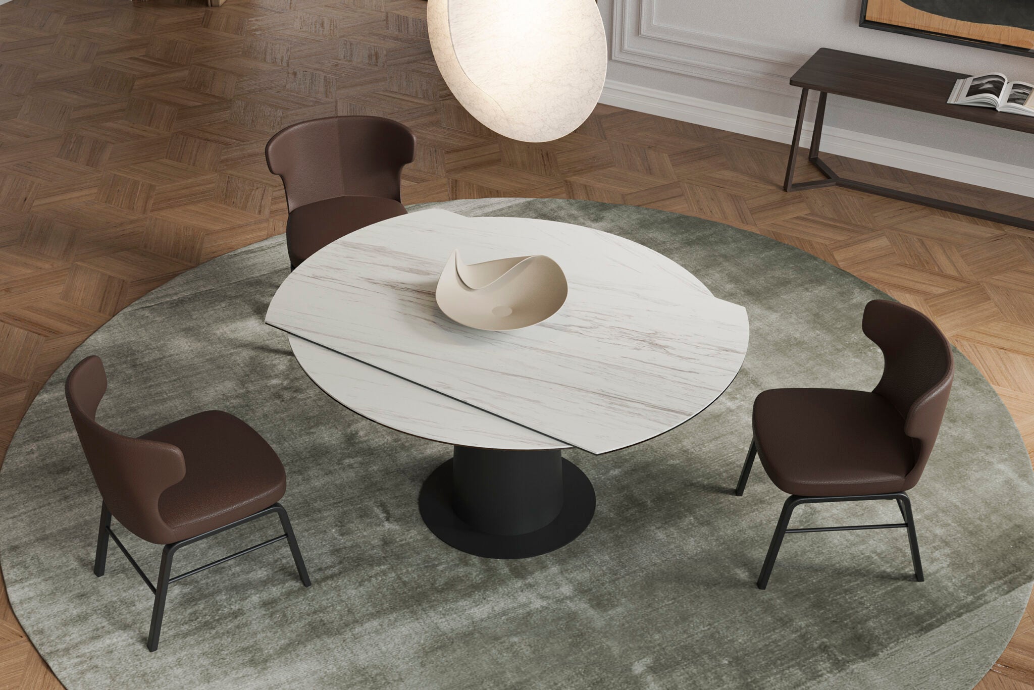 Трапезна разтегателна маса «Spin» + керамичен плот, размер 150х75х75см