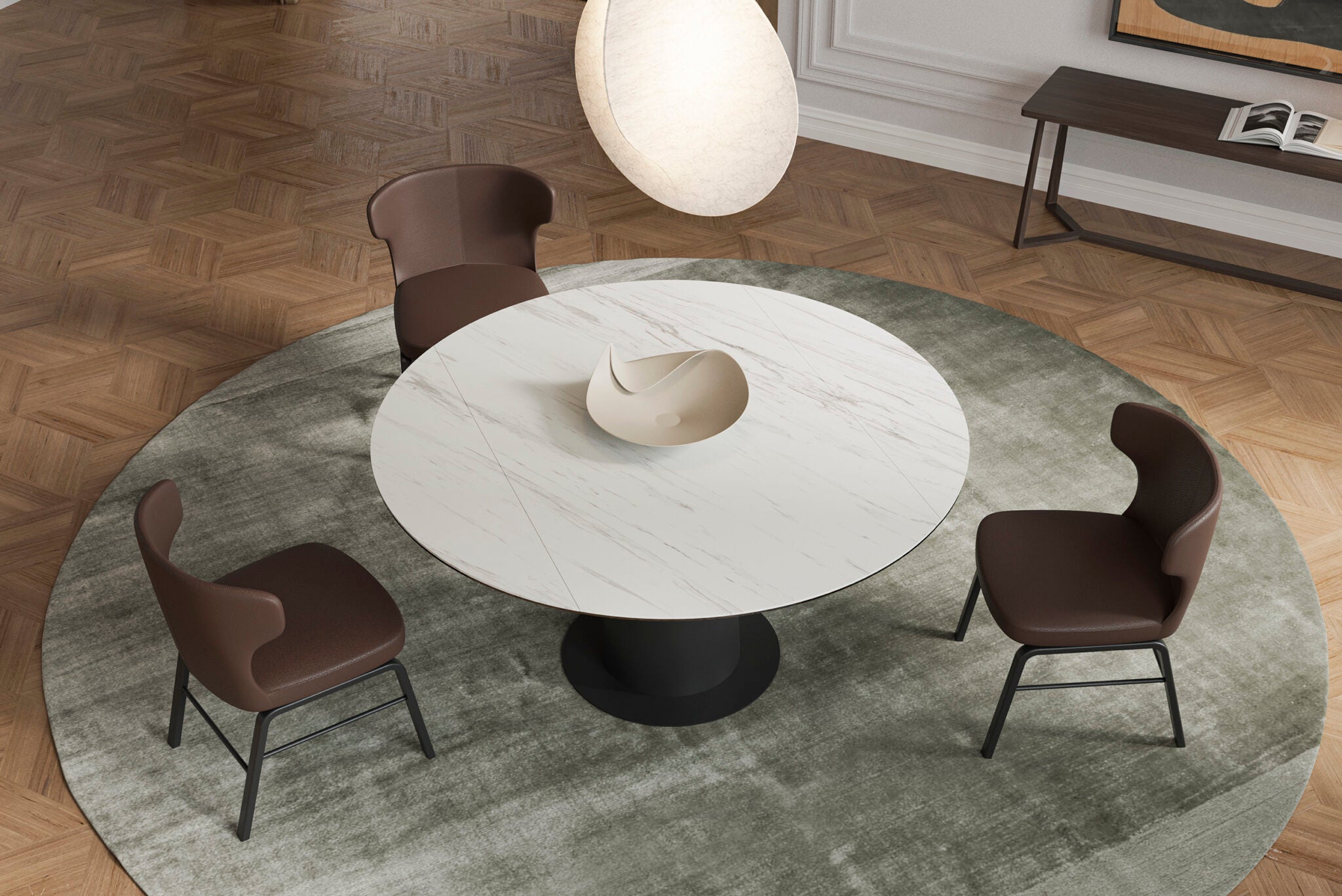 Трапезна разтегателна маса «Spin» + керамичен плот, размер 150х75х75см