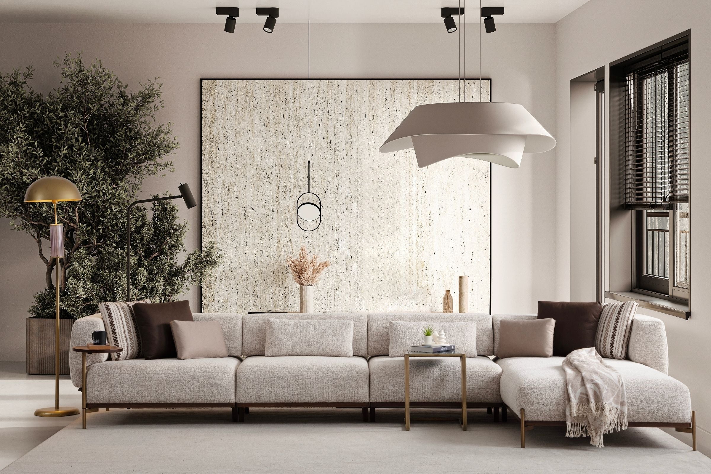 Модулен разтегателен диван «Tesla Corner» + декоративни възглавници, 4 модула