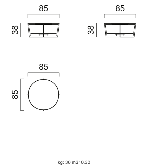 Холна маса «Tivano» - керамичен плот, размер 85х38х85см