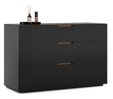 Скрин «Tulsa Black» с три чекмеджета, с плот от естествен фурнир, размер 120х79х47см