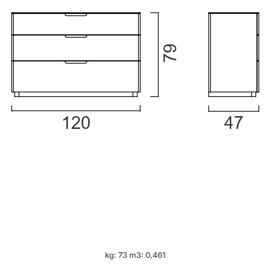 Скрин «Tulsa Black» с три чекмеджета, с плот от естествен фурнир, размер 120х79х47см