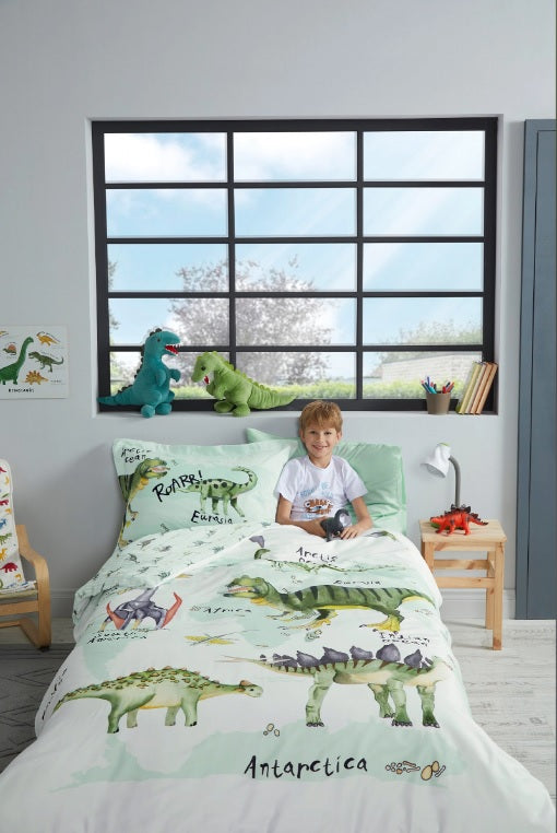 Детски спален комплект «Dinosaur» - 3 части, памук ранфорс