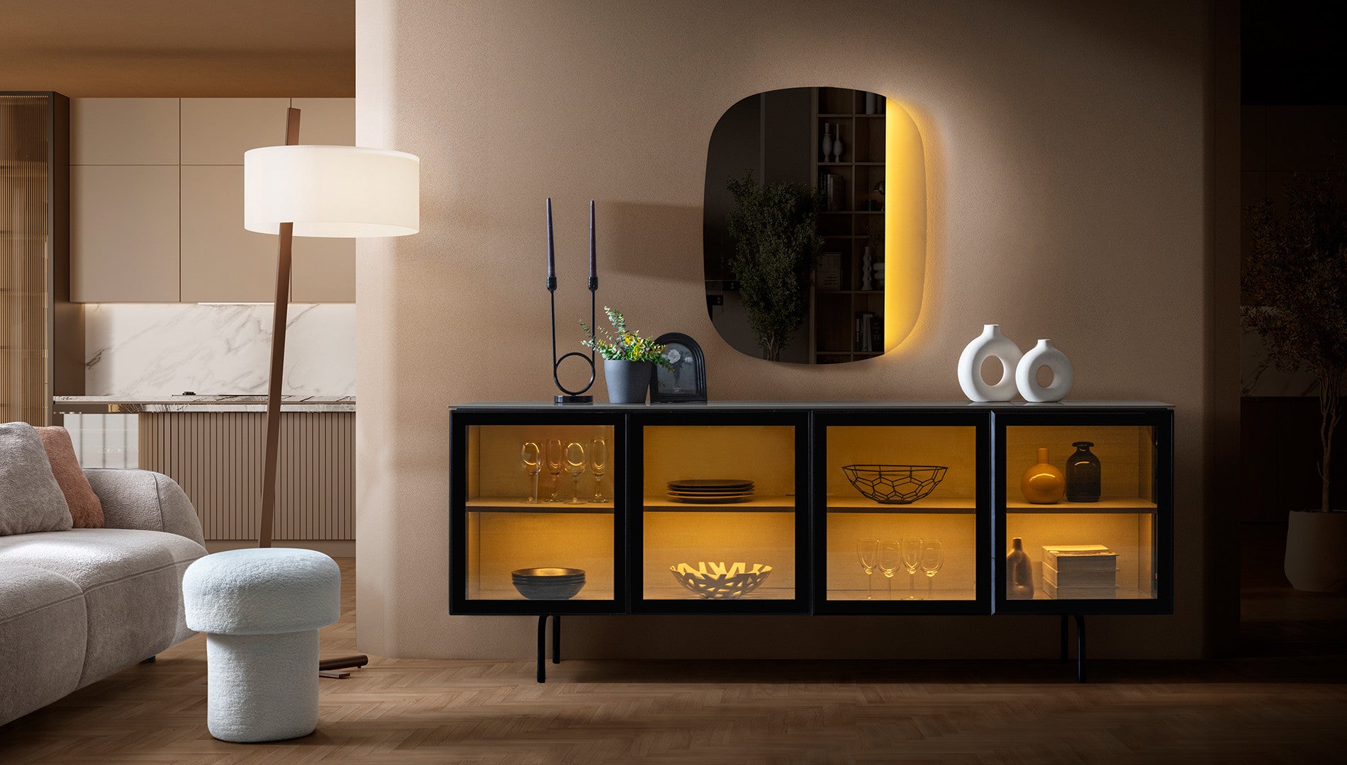 Бюфет «Zenith» + LED осветление, размер 210х80х45см