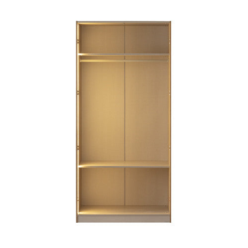 Двукрилен гардероб «Mona» - с осветление, чекмеджета, рафтове, ширина 105см