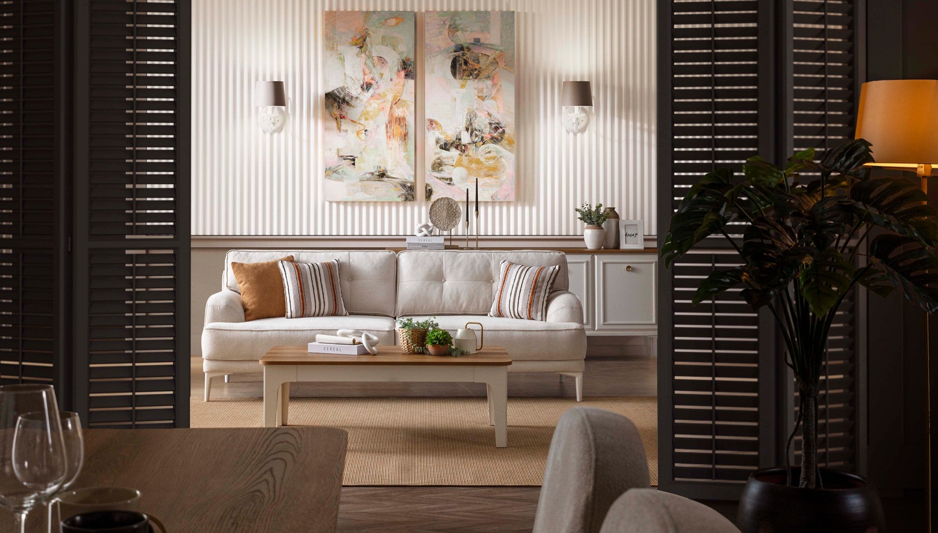 Триместен разтегателен диван «Modern country» + 2 декоративни възглавници, ширина 234см