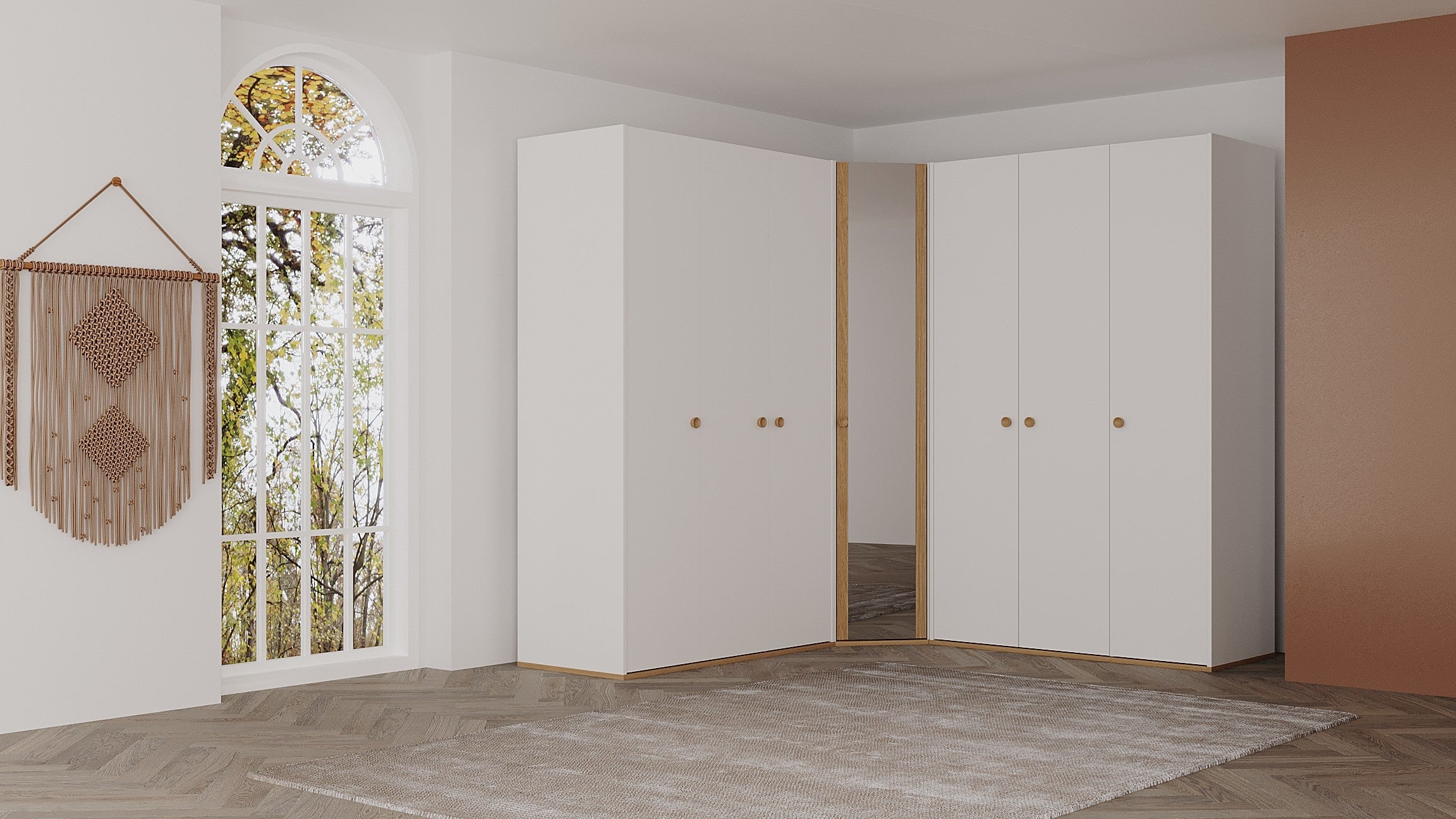 Модулен гардероб «Bohem» - 4 модула, огледална и ПДЧ врати