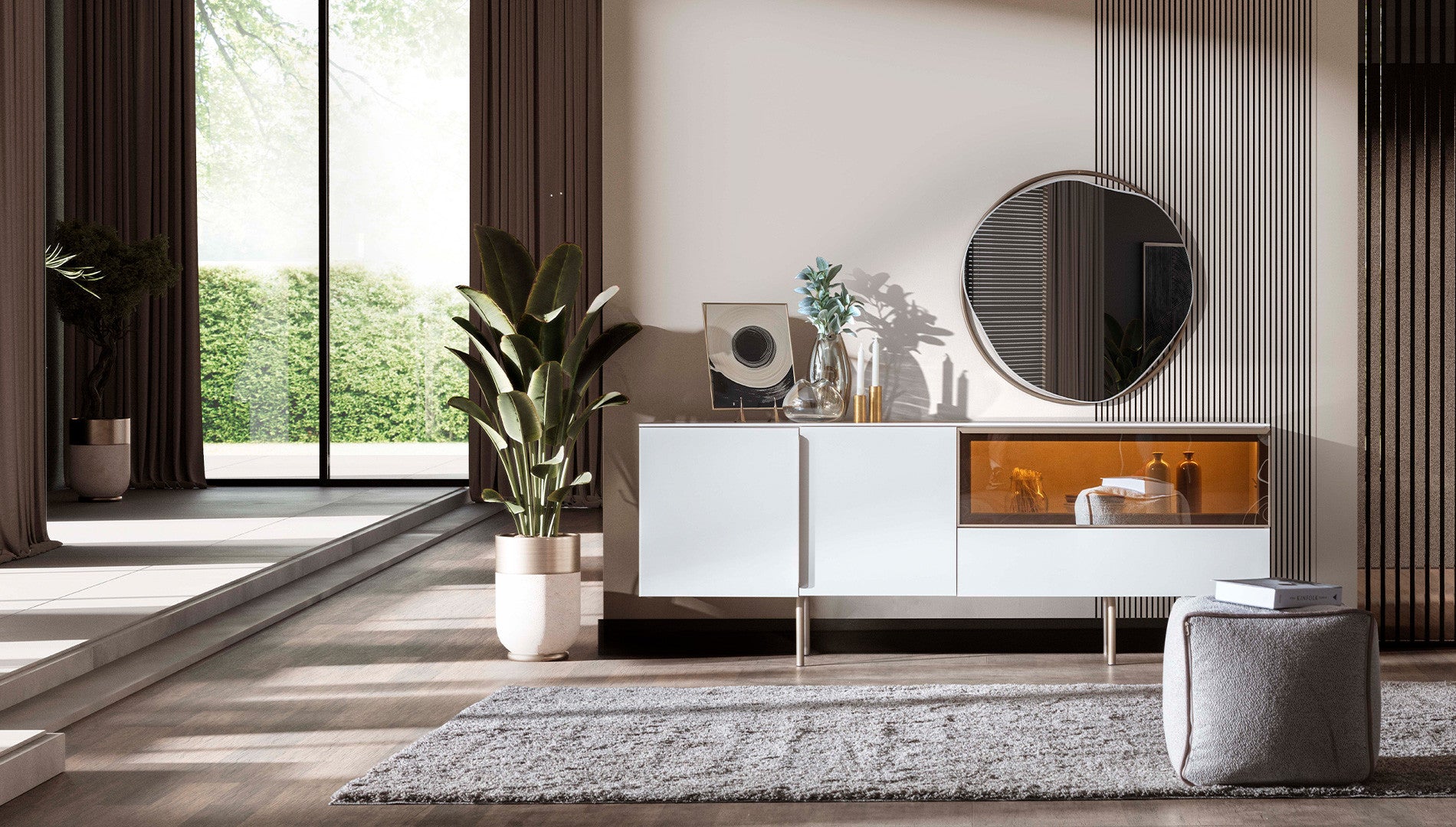 Бюфет «Noble» + LED осветление, с чекмедже, размер 208х81х50см