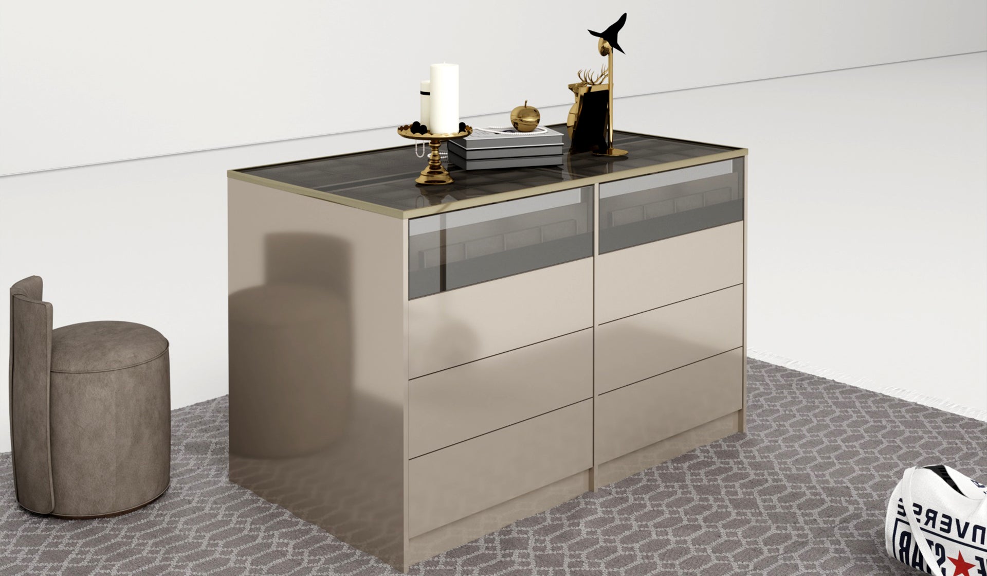 Скрин «Kapadokya» с пет чекмеджета, размер 80х112х45см