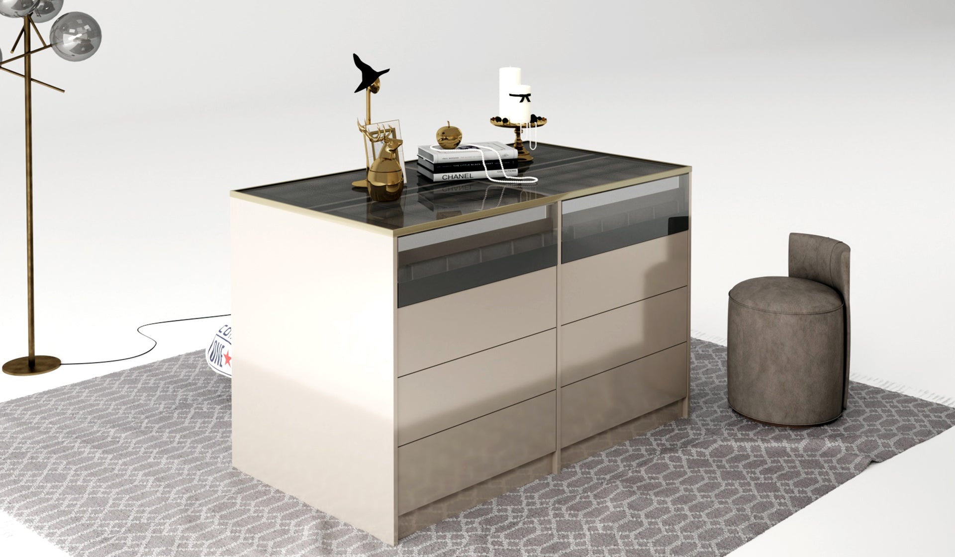 Скрин «Kapadokya» с пет чекмеджета, размер 80х112х45см