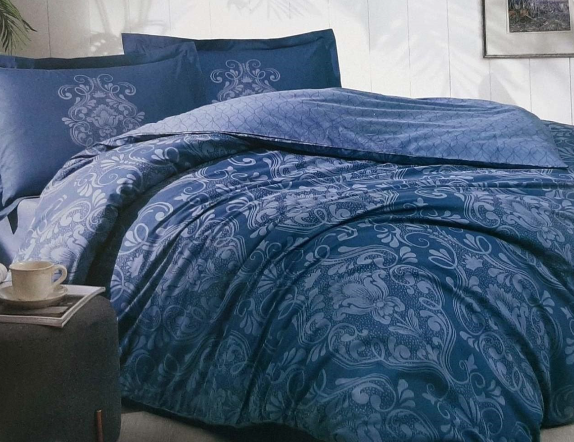 Двоен спален комплект «Antico Petrol» с пике, 4 части, ранфорс